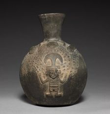 Bottle with Figure in Relief, 1200s-1400s. Creator: Unknown