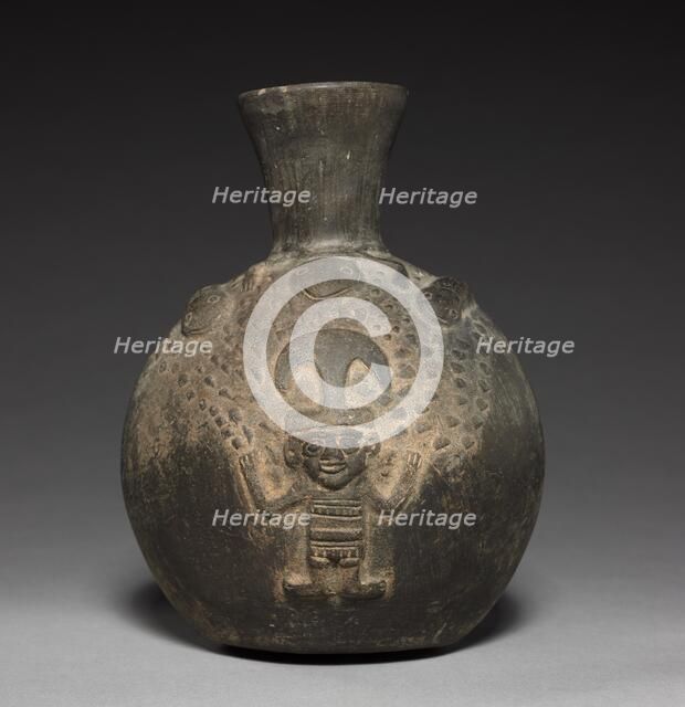 Bottle with Figure in Relief, 1200s-1400s. Creator: Unknown.