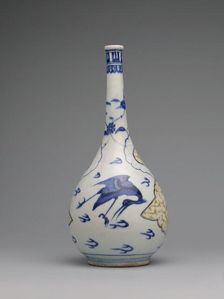 Bottle with Flying Cranes, Iran, 1650s. Creator: Unknown