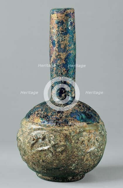 Bottle with Molded Designs of Animals, Iraq or Syria, 9th-10th century. Creator: Unknown.