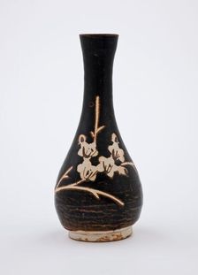 Bottle with reserve plum design, 1200s. Creator: Unknown