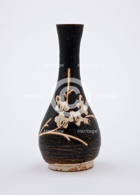 Bottle with reserve plum design, 1200s. Creator: Unknown.