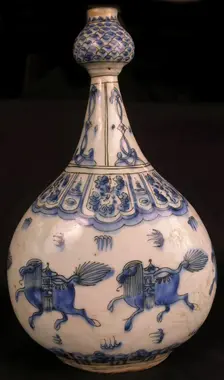 Bottle with Running Quadrupeds, Iran, 17th century. Creator: Unknown