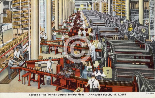 Bottling plant, Anheuser-Busch brewery, St Louis, Missouri, USA, 1933. Artist: Unknown