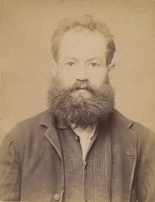 Bouchenez. Adolphe. 36 ans, 27/2/94. (En rouge barrant la fiche: "Transféré à Mazas. À fai..., 1894. Creator: Alphonse Bertillon