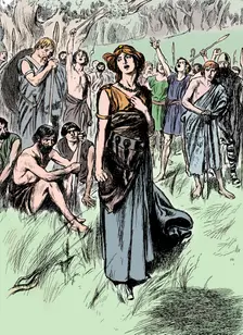 Boudicca (Boadicea) lst century British queen of the Iceni, rallying her troops, c1900
