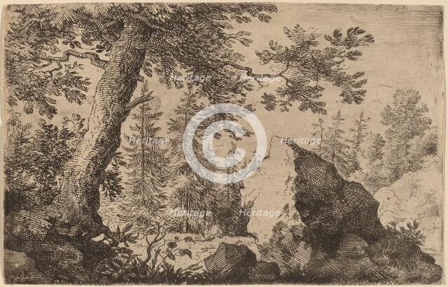 Boulder in the Woods, probably c. 1645/1656. Creator: Allart van Everdingen.