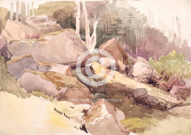 Boulders on a Hillside, c1840s. Creator: John Phillip.