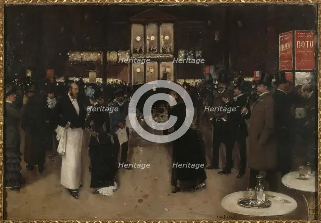Boulevard Montmartre, at night, in front of the Theatre des Varieties, c1885. Creator: Jean Beraud.