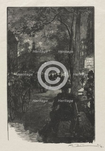 Boulevard Montmartre, Evening, 1890. Creator: Auguste Louis Lepère (French, 1849-1918).