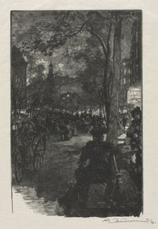Boulevard Montmartre, Evening, 1890. Creator: Auguste Louis Lepère (French, 1849-1918)