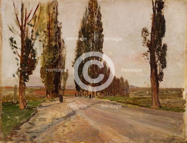 Boulevard of Poplars near Plankenberg, c. 1890. Artist: Schindler, Emil Jakob (1842-1892)