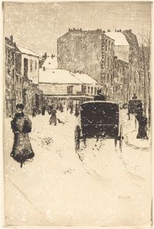 Boulevard Clichy in the Snow (Le boulevard Clichy par un temps de neige), 1876. Creator: Norbert Goeneutte