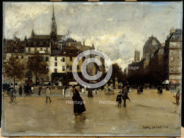 Boulevard du Palais, seen from Place Saint-Michel, 1888. Creator: Unknown.