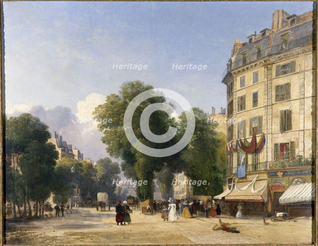 Boulevard des Capucines, at the end of rue de la Paix, 1834. Creator: Robert Stanley Colet.