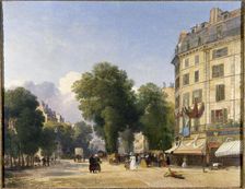 Boulevard des Capucines, at the end of rue de la Paix, 1834. Creator: Robert Stanley Colet