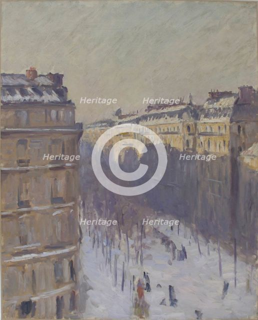 Boulevard Haussmann, effet de neige, 1879-1881. Creator: Caillebotte, Gustave (1848-1894).