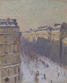 Boulevard Haussmann, effet de neige, 1879-1881. Creator: Caillebotte, Gustave (1848-1894)