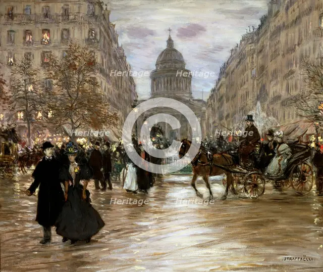 'Boulevard Saint-Michel', late 19th or early 20th century.  Artist: Jean Francois Raffaelli