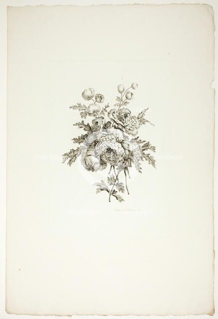 Bouquet with Peonies, from Collection of Different Bouquets of Flowers..., published July 4, 1760. Creator: Pierre-Charles Canot.