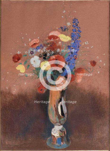 Bouquet de fleurs des champs dans un vase à long col (Wildflowers in Tall Vase), c. 1912.