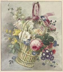 Bouquet in a hanging basket, 18th century. Creator: J. H. van Loon