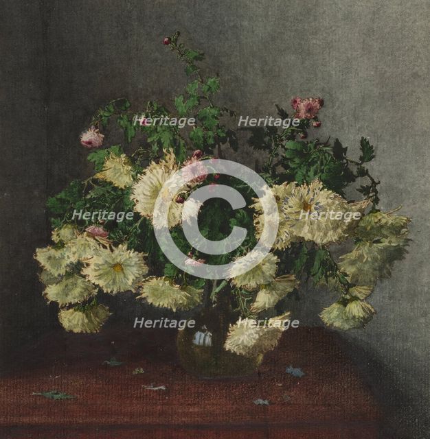 Bouquet of White Chrysanthemums and Michaelmas Daisies, 1862. Creator: Leon Bonvin.