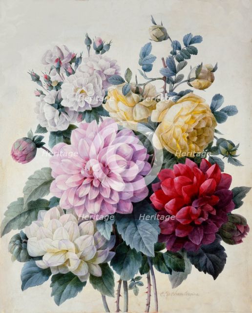 Bouquet of Flowers, Dahlias and Roses, c.1830-1840.