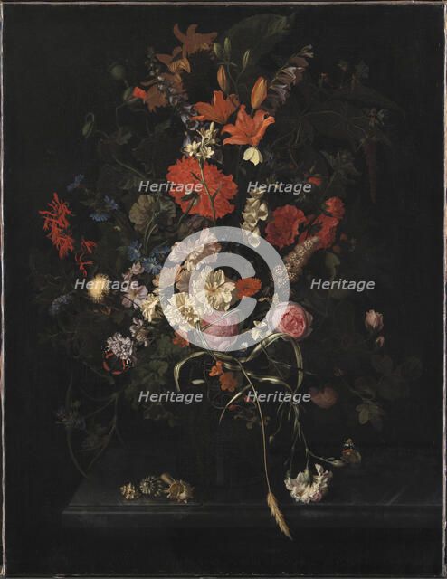 Bouquet of Flowers in a Glass Vase, 1685. Creator: Maria van Oosterwijck.