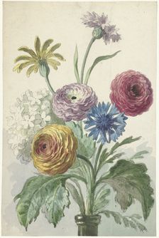 Bouquet of flowers in a green vase, c.1763-c.1825. Creator: Willem van Leen
