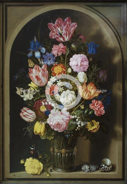 Bouquet of Flowers in a Stone Niche, 1618. Creator: Ambrosius Bosschaert the Elder.