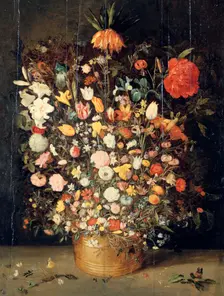 Bouquet of Flowers in a Wooden Vase 1603. Artist: Jan Brueghel the Elder