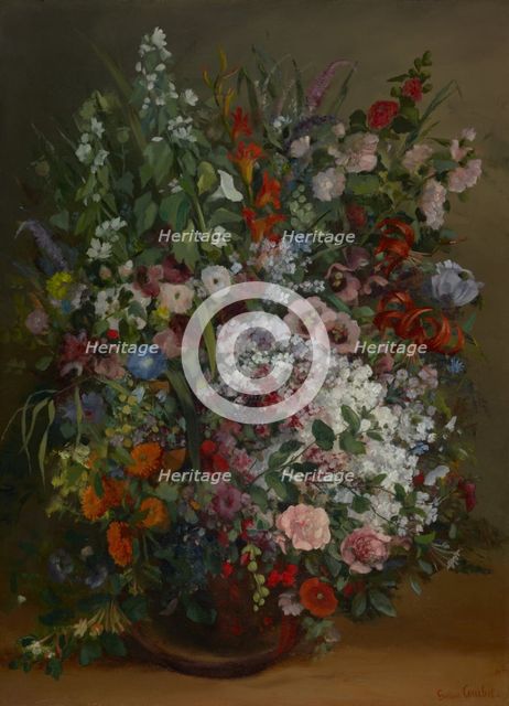 Bouquet of Flowers in a Vase, 1862. Creator: Gustave Courbet.