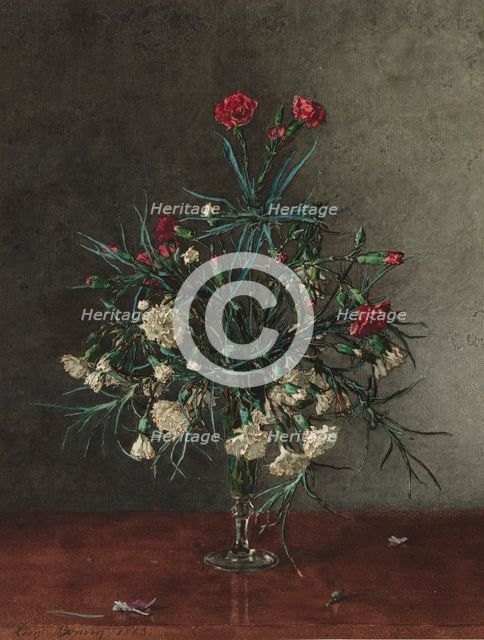 Bouquet of Garden Pinks, 1863. Creator: Leon Bonvin.