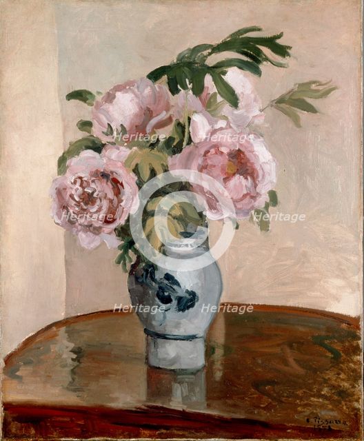 Bouquet of Pink Peonies, 1873. Artist: Camille Pissarro.