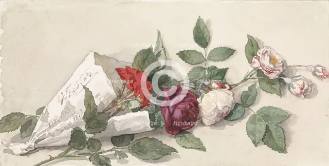 Bouquet of roses and pelargonium, 1878. Creator: Willem de Famars Testas.