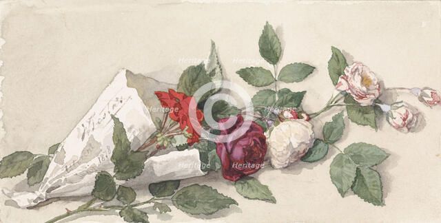 Bouquet of roses and pelargonium, 1878. Creator: Willem de Famars Testas.
