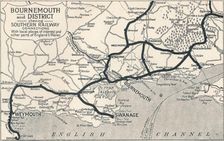 Bournemouth and District, shewing Southern Railway connections 1929