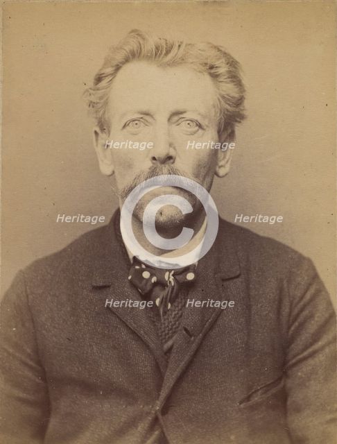 Bourlard. Joseph, Anselme. 45 ou 46 ans, né à Biemme (Belgique). Piqueur de grès. Anarchis..., 1894. Creator: Alphonse Bertillon.