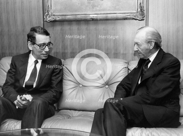 Boutros Boutros Ghali (1922- ) and Kurt Waldheim (1918- ), Secretary Generals of the UN. Creator: Y Nagata.