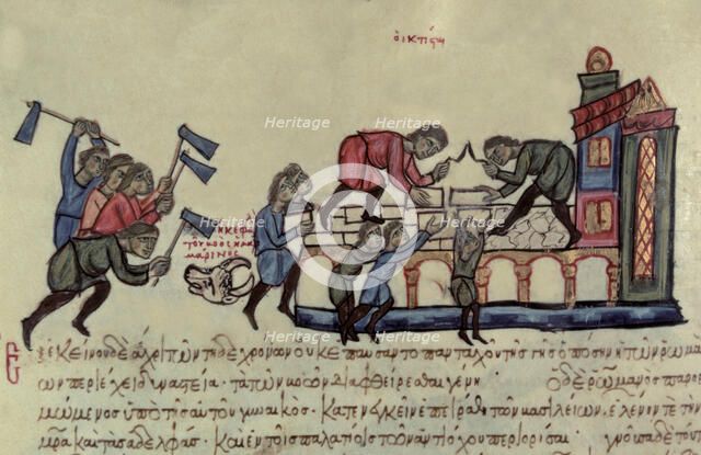 Bovine pest that devastated the empire during the reign of Romanus I, miniature in 'Scylitzes Mat…