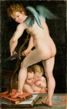 Bow-carving Cupid, Between 1534 und 1540. Creator: Parmigianino (1503-1540)