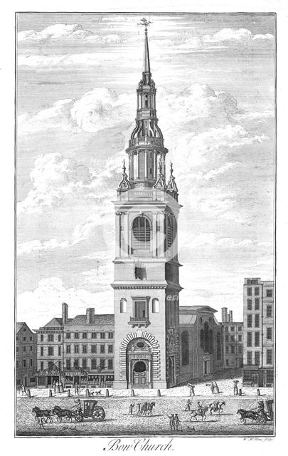 'Bow Church', c1700. Artist: William Henry Toms.