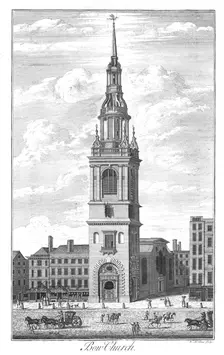 Bow Church c1700. Artist: William Henry Toms