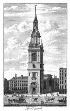 Bow Church c1700. Artist: William Henry Toms