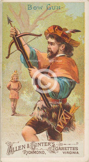 Bow Gun, from the Arms of All Nations series (N3) for Allen & Ginter Cigarettes Brands, 1887. Creator: Allen & Ginter.