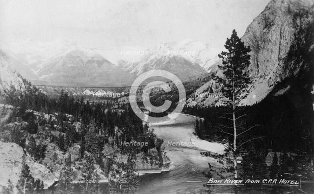 Bow River from the CPR Hotel, Banff, Alberta, Canada, c1930s(?).Artist: Marjorie Bullock