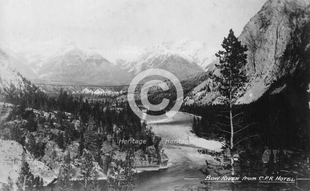 Bow River from the CPR Hotel, Banff, Alberta, Canada, c1930s(?).Artist: Marjorie Bullock