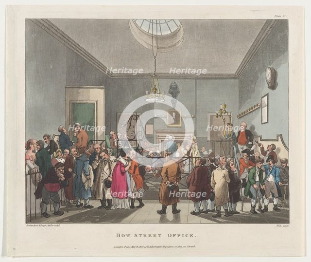 Bow Street Office, March 1, 1808., March 1, 1808. Creator: John Hill.