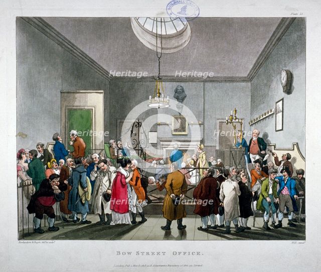Bow Street Police Court, Westminster, London, 1808. Artist: Augustus Charles Pugin